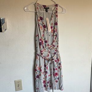 Xhilaration Backless Dress with Floral Print - Pink and White